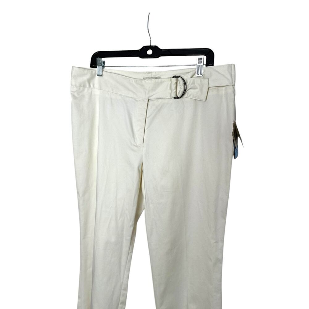 Michael Kors Womens Pants Gold Belt Stretch Straight Cream Size 14 Office Dress - Picture 2 of 10